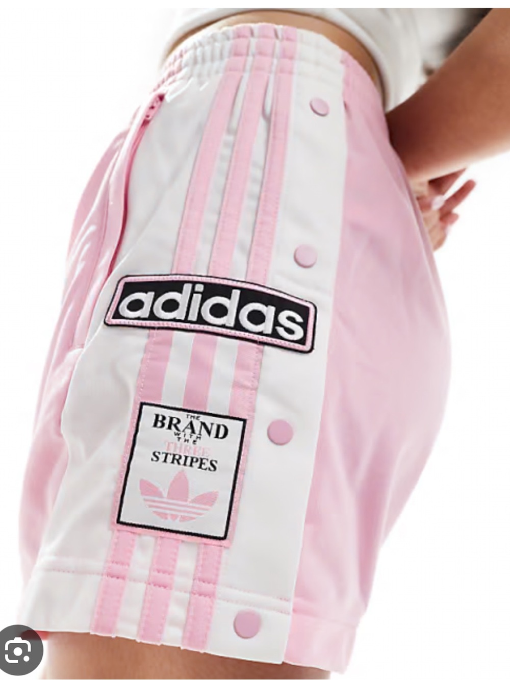 adidas Originals Pink and White Adibreak Snap-Button Shorts